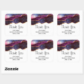 Blue & Lila Space & Stars Moderne Agate Wedding Quadratischer Aufkleber (Blatt)