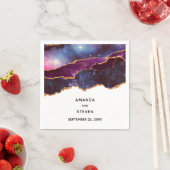 Blue & Lila Space & Stars Moderne Agate Wedding Serviette (Beispiel)