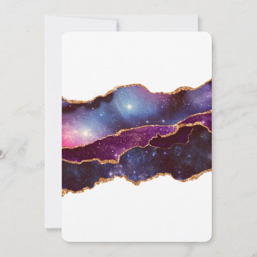 Blue & Lila Space & Stars Moderne Hochzeit Einladung (Rückseite)