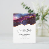 Blue & Lila Space & Stars Moderne Save the Date Einladungspostkarte (Stehend Vorderseite)