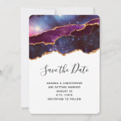 Blue & Lila Space & Stars Wedding Save The Date (Vorderseite)