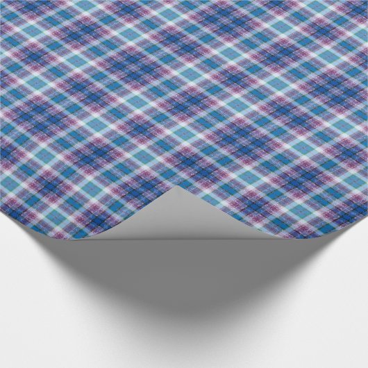 Blue Lila Sparkle Tartan Kariert Gingham Pattern Geschenkpapier (Ecke)