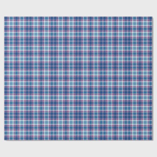 Blue Lila Sparkle Tartan Kariert Gingham Pattern Geschenkpapier (Flach)