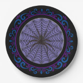 Blue Lila Spider Web und Black Spider Halloween Pappteller (Vorderseite)