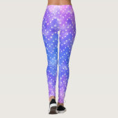 Blue Lila Starry Night Sky Galaxy Wasserfarbe Leggings (Rückseite)