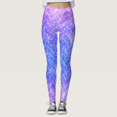 Blue Lila Starry Night Sky Galaxy Wasserfarbe Leggings (Vorderseite)