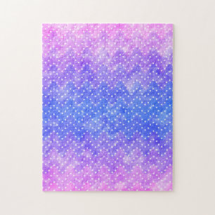 Blue Lila Starry Night Sky Galaxy Wasserfarbe Puzzle