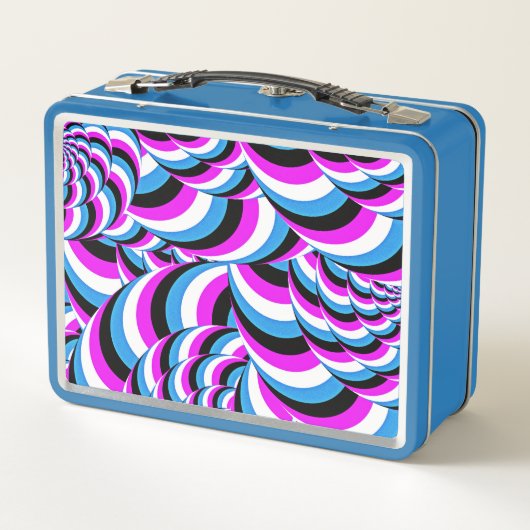 Blue Lila Tubular Wirbel Geo Design Metall Brotdose (Rückseite)