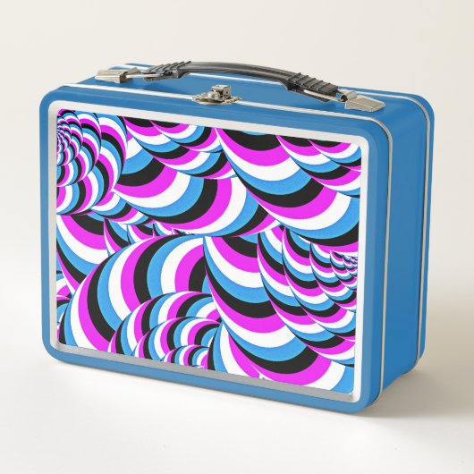 Blue Lila Tubular Wirbel Geo Design Metall Brotdose (Vorderseite)