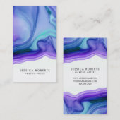 Blue Lila Watercolor Agate Makeup Artist Visitenkarte (Vorne/Hinten)