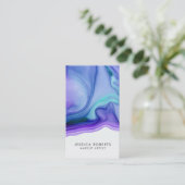 Blue Lila Watercolor Agate Makeup Artist Visitenkarte (Stehend Vorderseite)