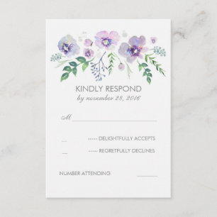 Blue Lila Watercolor Blume Hochzeitsszenario RSVP