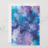 Blue Lila Watercolor Double Hearts Wedding Invit Einladung (Rückseite)