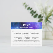 Blue Lila Watercolor Galaxy Bat Bar Mitzvah RSVP Karte (Stehend Vorderseite)
