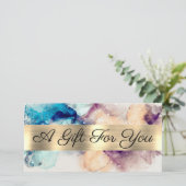 Blue Lila Watercolor Gold Fossil Geschenkgutschein (Stehend Vorderseite)