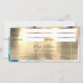 Blue Lila Watercolor Gold Fossil Geschenkgutschein (Rückseite)