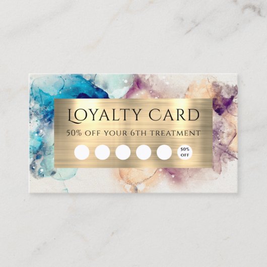 Blue Lila Watercolor Loyalty Card Visitenkarte (Vorderseite)