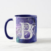 Blue Lila Watercolor Monogram Initial Modern Tasse (Links)