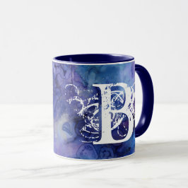 Blue Lila Watercolor Monogram Initial Modern Tasse