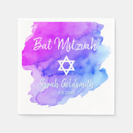 Blue Lila Watercolor Star von David Bat Mitzvah Serviette