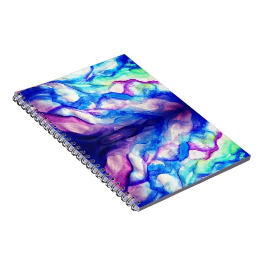Blue Lila Watercolor Waves Notebook Notizblock (Rechte Seite)