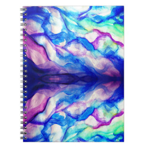 Blue Lila Watercolor Waves Notebook Notizblock