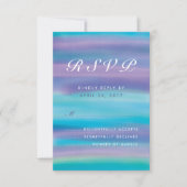 Blue Lila Watercolor Wedding RSVP Card (Vorderseite)