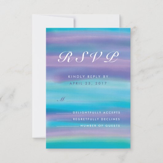 Blue Lila Watercolor Wedding RSVP Card Karte (Vorderseite)