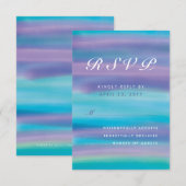 Blue Lila Watercolor Wedding RSVP Card Karte (Vorne/Hinten)