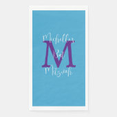 Blue Lila White Bat Mitzvah Name Monogram Serviette (Vorderseite)