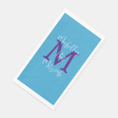 Blue Lila White Bat Mitzvah Name Monogram Serviette (Ecke)
