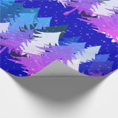 Blue Lila White Christmas Trees Stars Snow Blue Geschenkpapier (Ecke)