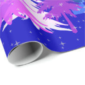 Blue Lila White Christmas Trees Stars Snow Blue Geschenkpapier (Rolleneckpunkt)