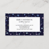 Blue Lila Wildblume Blumenmuster Business Telefonnummerkarte (Rückseite)