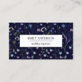 Blue Lila Wildblume Blumenmuster Business Telefonnummerkarte (Vorderseite)