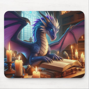 Blue & Lila Winged Dragon Computer Mouse Pad Mousepad
