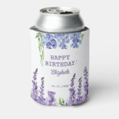 Blue Lila Wisteria Floral Greenery Geburtstag Dosenkühler (Kanne Rückseite)