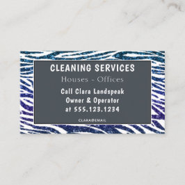 Blue Lila Zebra Print Glitzer Cleaning Visitenkarte