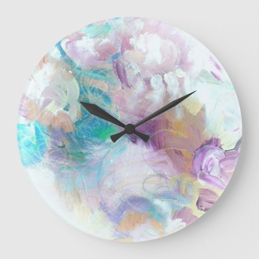 Blue Lilac Abstrakt Designer Wall Clock Große Wanduhr (Vorderseite)