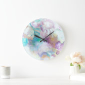 Blue Lilac Abstrakt Designer Wall Clock Große Wanduhr (Zuhause)