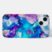 Blue Lilac Aquamarine Abstrakte Wasserfarbe Case-Mate iPhone Hülle (Rückseite (Horizontal))