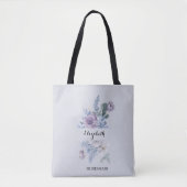 Blue Lilac Watercolor Blume Tasche (Vorderseite)