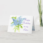 Blue Liliac Spring Bouquet Sister Birthday Karte<br><div class="desc">Eine Aquarell- und Tintenskizze aus hellblauen Lilakteen aus dem Frühlingspark.  Denken Sie daran,  dass Sie jedes Produkt anpassen und den Text an Ihre Bedürfnisse anpassen können.</div>