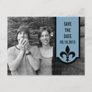 Blue Lilie Banner Save the Date Postkarte