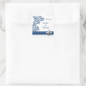 Blue Lilie Damask Muster Wedding Stickers (Tasche)