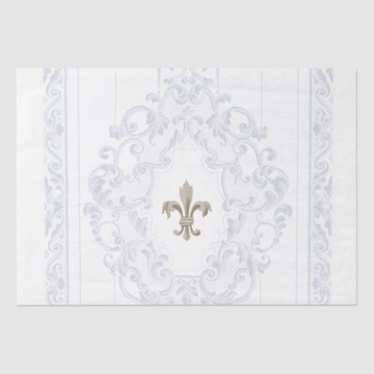 Blue Lilie Scroll Frame Border Decoupage Seidenpapier (Vorderseite)