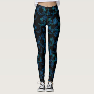 Blue lilies on Black Leggings