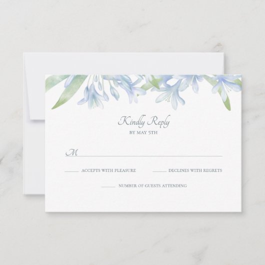 Blue Lilies Watercolor Wedding (Vorderseite)