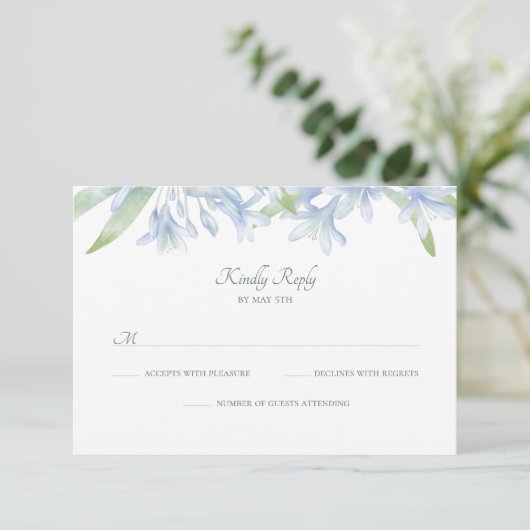 Blue Lilies Watercolor Wedding (Stehend Vorderseite)