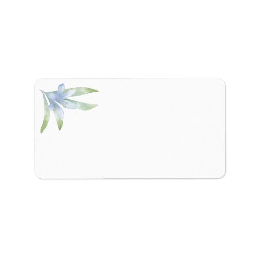 Blue Lilies Watercolor Wedding Address Adressaufkleber (Vorne)